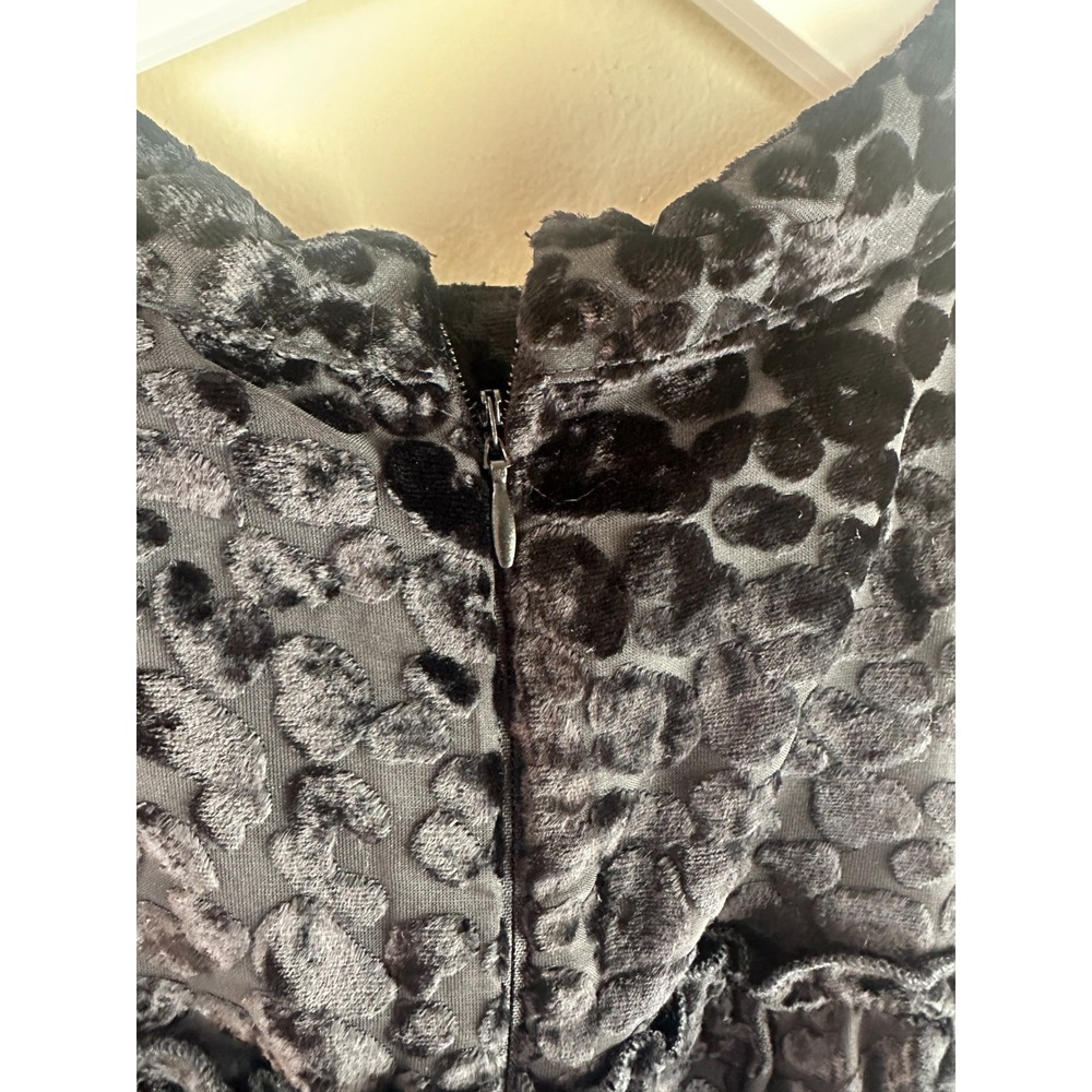 NEW Topshop Balloon Sleeve Tiered Dress Animal Print Velvet Black 6P Witchy - Picture 15 of 16